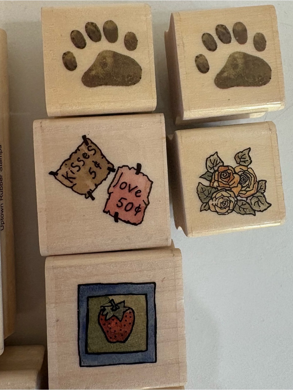Boyds Bears Wood Stamp Set (9) Unused Birthday & Tea Party Uptown Rubber Stamps - Picture 4 of 8
